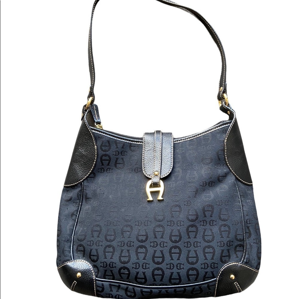 Etienne Aigner Monogram Canvas Leather Bag